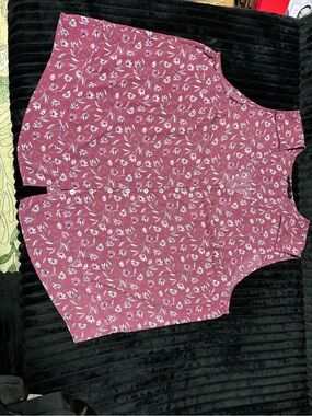 Zac & Rachel Mauve Floral Button-Front Blouse
